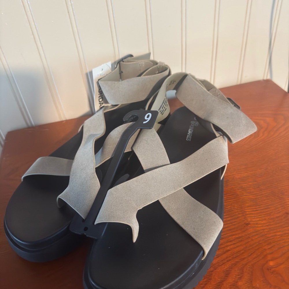 Women's Neutral Beige Suede Crisscross Sandals